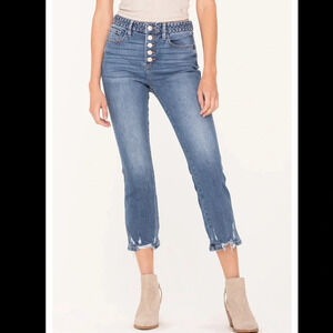 Miss me braided love button fly cropped ankle Cigarette jeans. Size 27